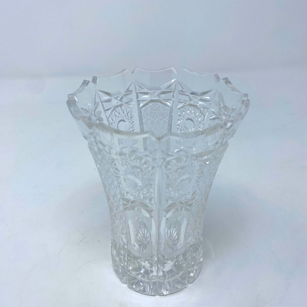 Vintage Miniature Glass Vase with Etching Detail